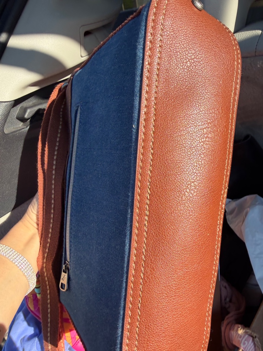 Sakroots Denim Crossbody – Embroidered Multicolor Elephant – Medium – Like New - Picture 5 of 5